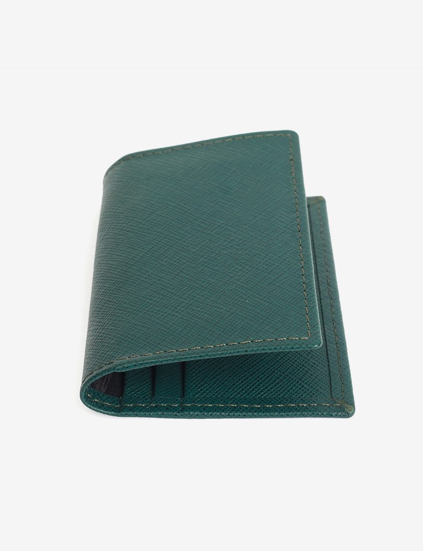 Elegant Green Center Flap Card Holder Wallet for Men & Women