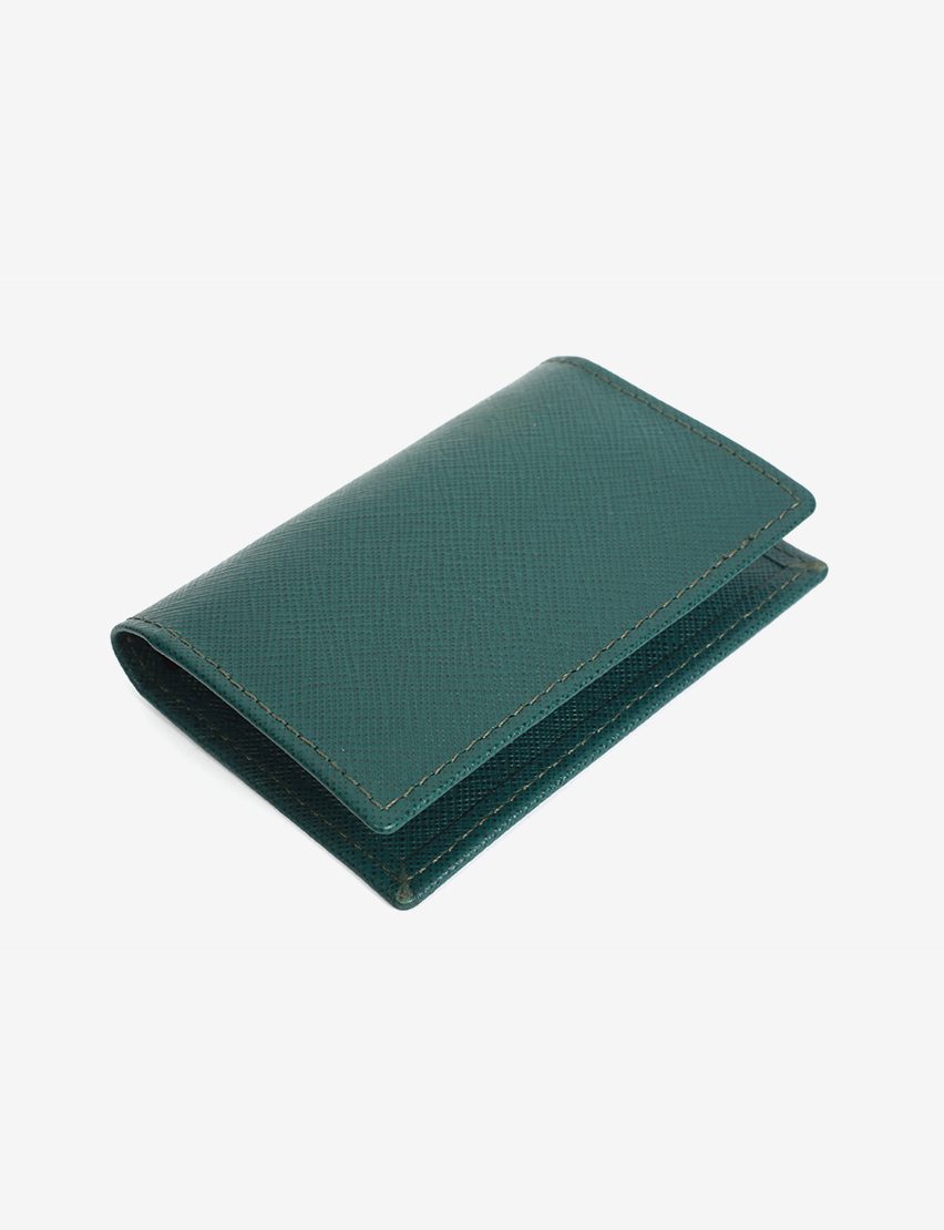 Handcrafted Cowhide Leather Wallet Elegant Green Design View2 TomsCart