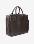 Luxury Brown Leather Laptop Bag with Double Zipper Compartment